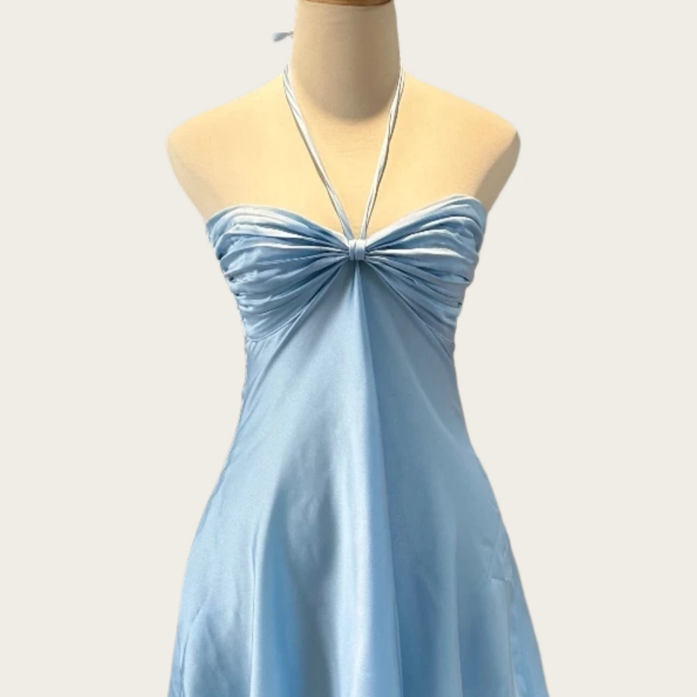 
                      
                        Halter Light Pink Ruched Bust A-line Short Dress
                      
                    