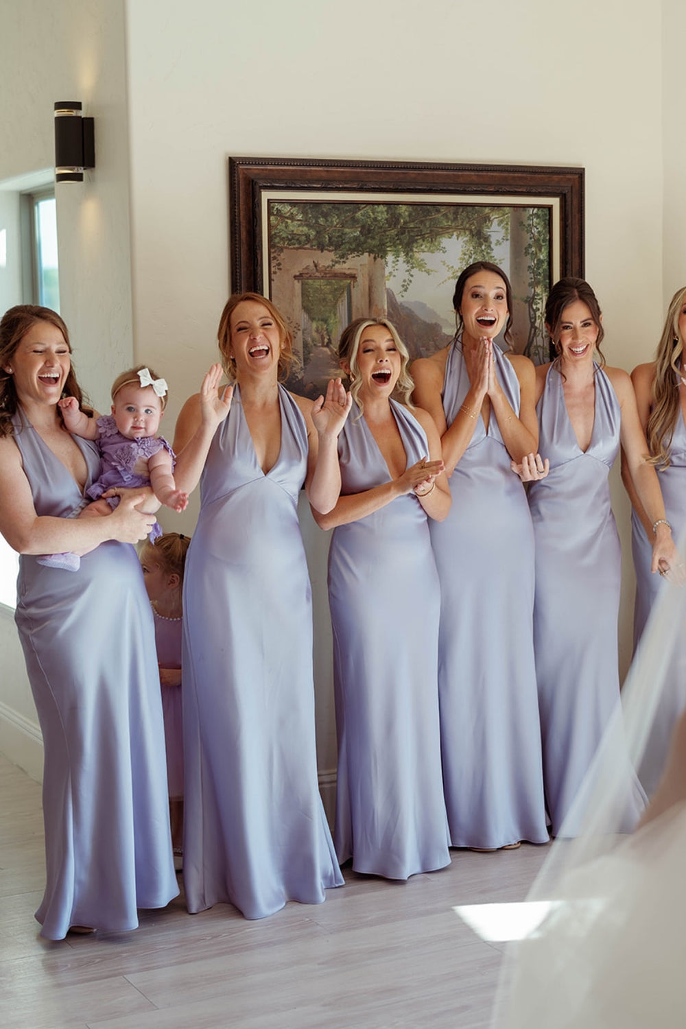 Halter Lilac Open Back Sheath Bridesmaid Dress