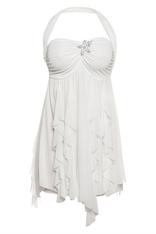 Halter Multicolor Irregular Hem Short Dress