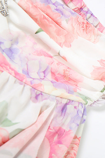 Halter Multicolor Irregular Hem Short Dress