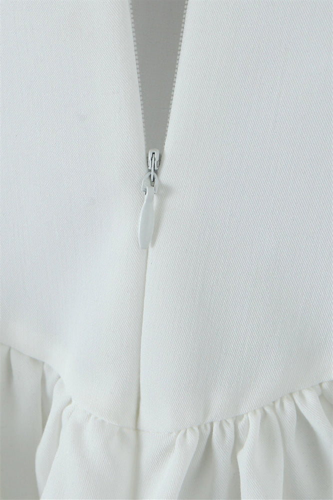 
                      
                        Halter Neck White High Waist A-line Short Dress
                      
                    