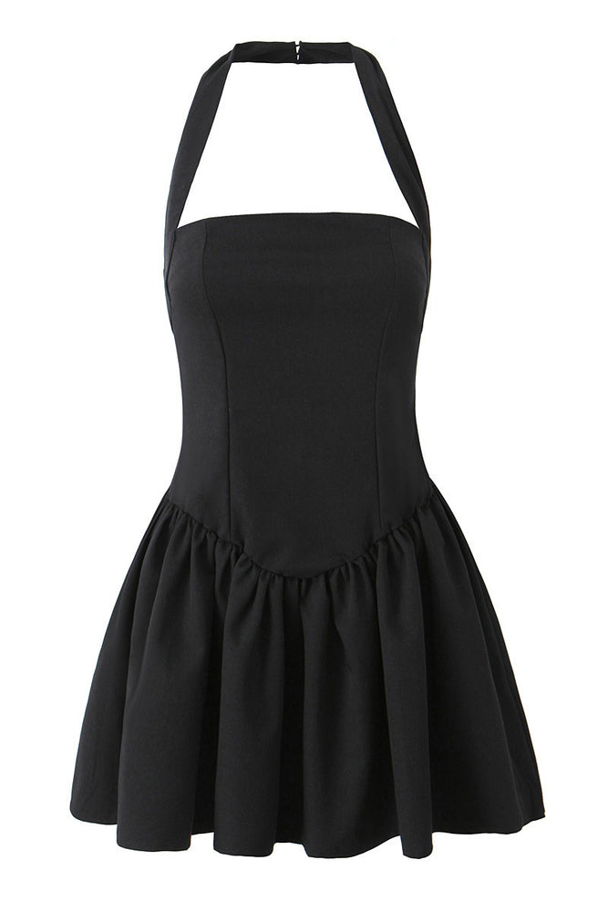 
                      
                        Halter Neck White High Waist A-line Short Dress
                      
                    