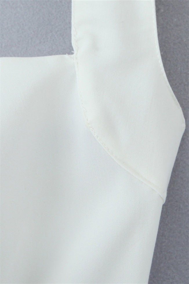 
                      
                        Halter Neck White High Waist A-line Short Dress
                      
                    