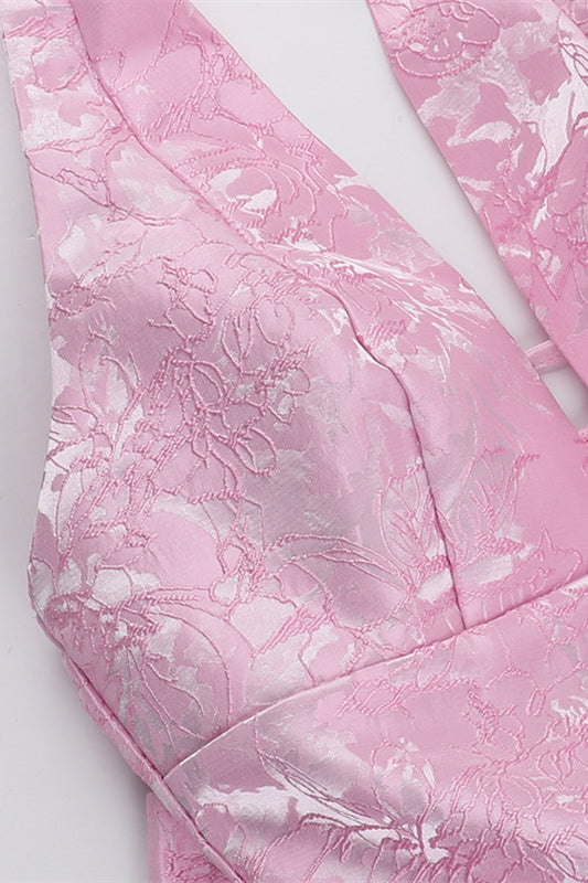 
                      
                        Halter Pink Back Bow A-line Short Dress
                      
                    