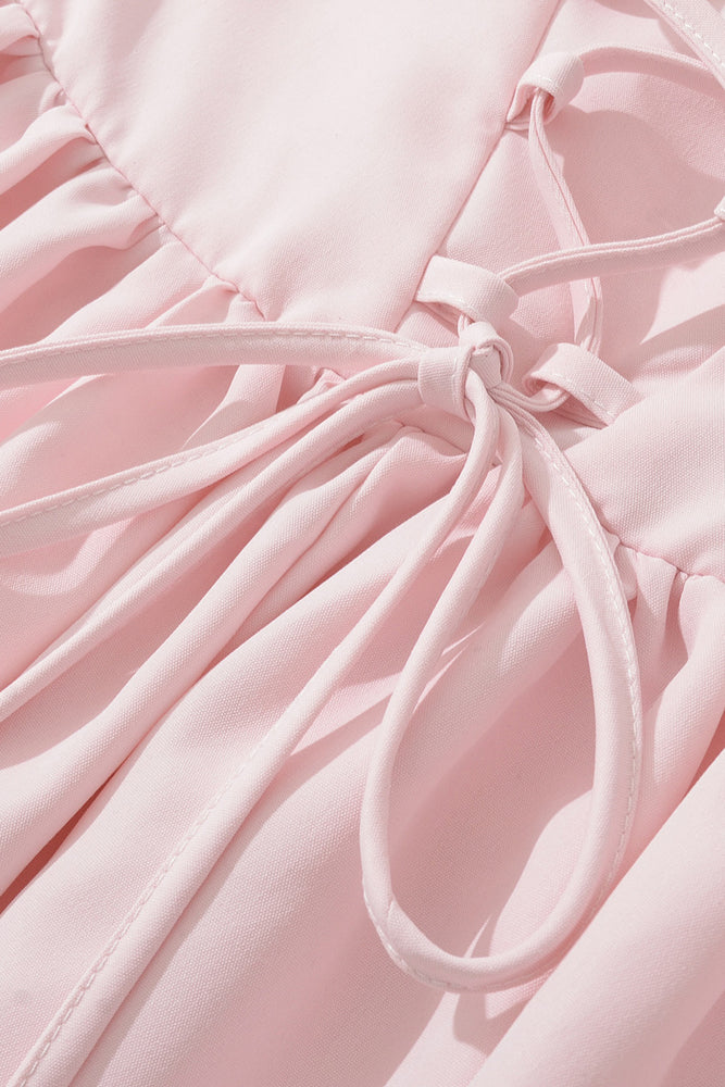 
                      
                        Halter Pink High-waisted Bubble Long Dress with Slit
                      
                    