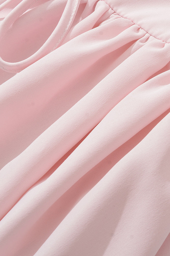 
                      
                        Halter Pink High-waisted Bubble Long Dress with Slit
                      
                    