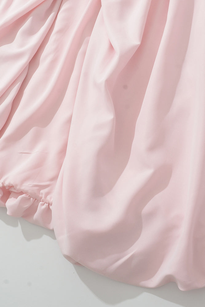 
                      
                        Halter Pink High-waisted Bubble Long Dress with Slit
                      
                    