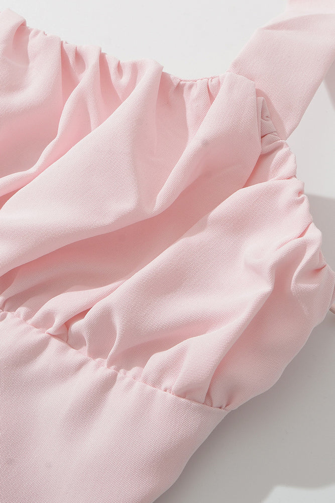 
                      
                        Halter Pink High-waisted Bubble Long Dress with Slit
                      
                    