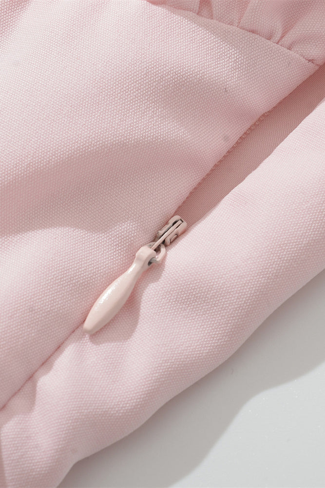 
                      
                        Halter Pink High-waisted Bubble Long Dress with Slit
                      
                    