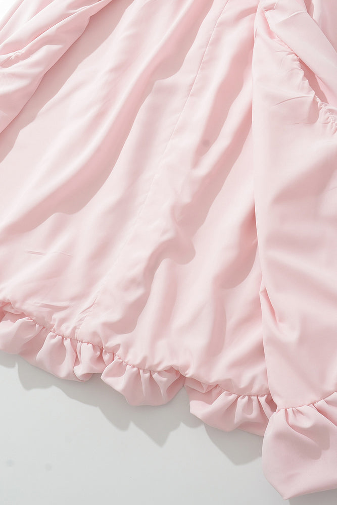 
                      
                        Halter Pink High-waisted Bubble Long Dress with Slit
                      
                    