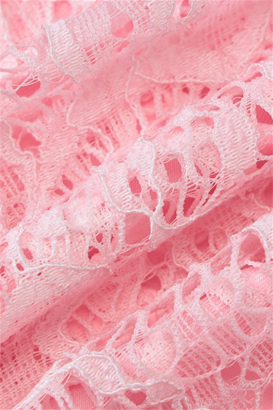 
                      
                        Halter Pink Lace Sheer Corset Bodycon Short Dress
                      
                    