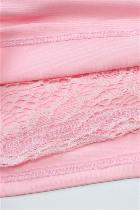 
                      
                        Halter Pink Lace Sheer Corset Bodycon Short Dress
                      
                    