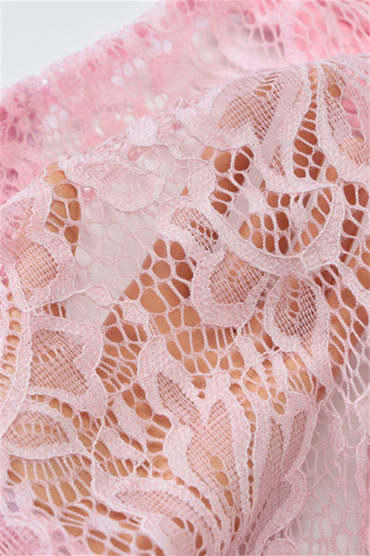 
                      
                        Halter Pink Lace Sheer Corset Bodycon Short Dress
                      
                    