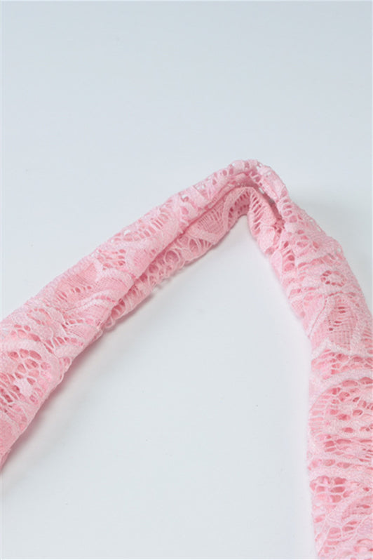 
                      
                        Halter Pink Lace Sheer Corset Bodycon Short Dress
                      
                    