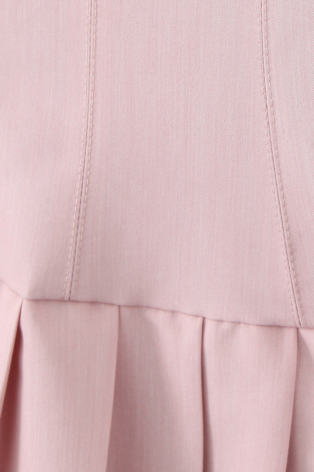
                      
                        Halter Pink Pleated Tiered A-line Short Dress
                      
                    