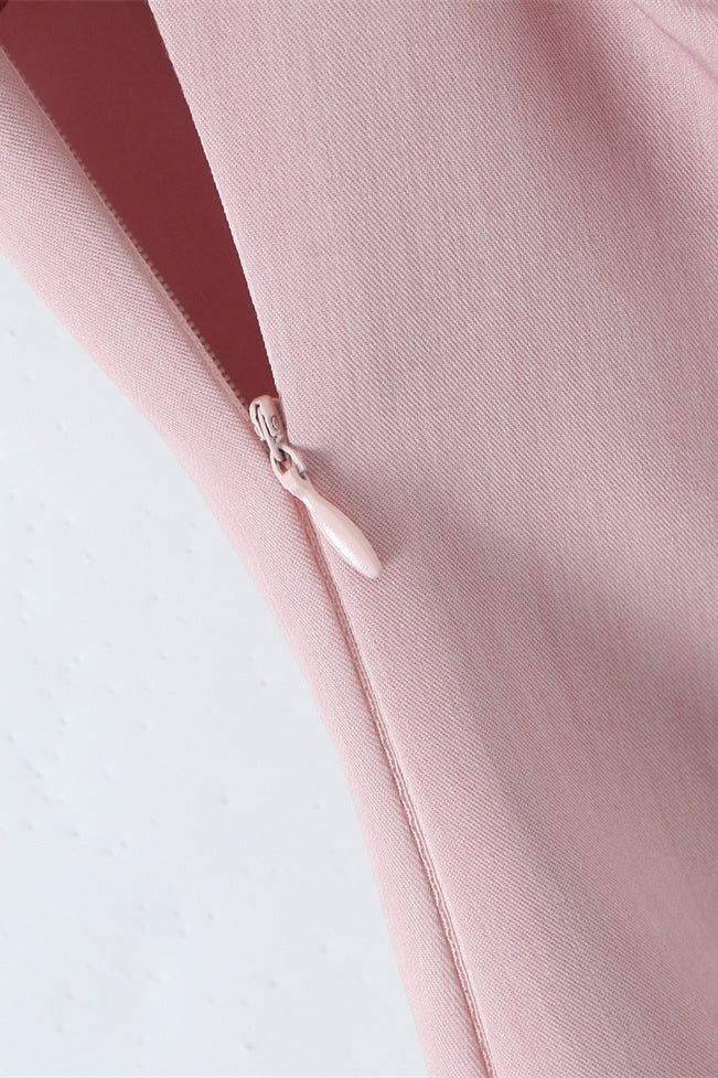 
                      
                        Halter Pink Pleated Tiered A-line Short Dress
                      
                    