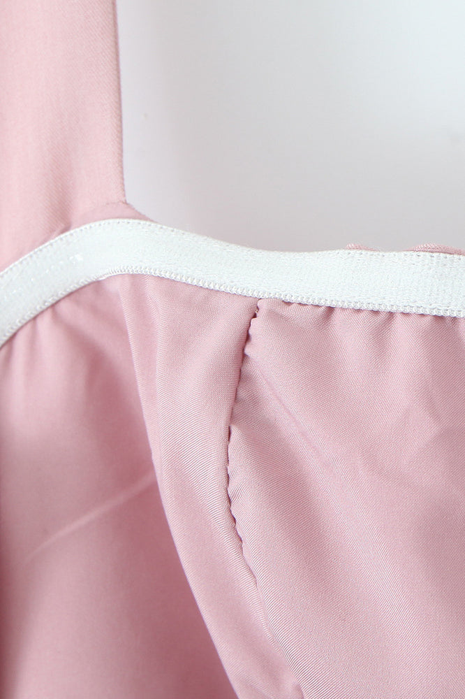 
                      
                        Halter Pink Pleated Tiered A-line Short Dress
                      
                    