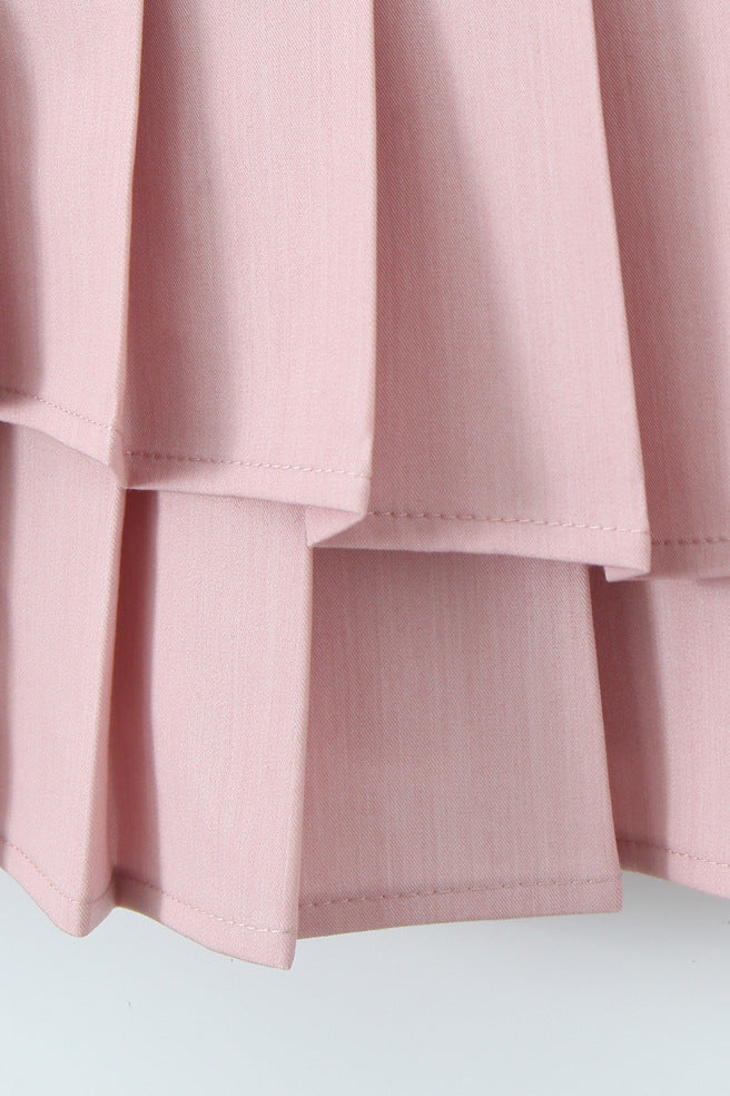 
                      
                        Halter Pink Pleated Tiered A-line Short Dress
                      
                    