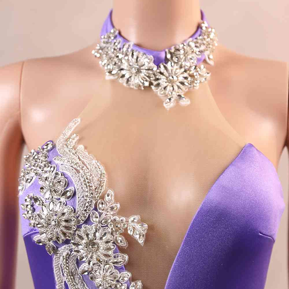 
                      
                        Halter Purple Beaded Mermaid Long Dress
                      
                    