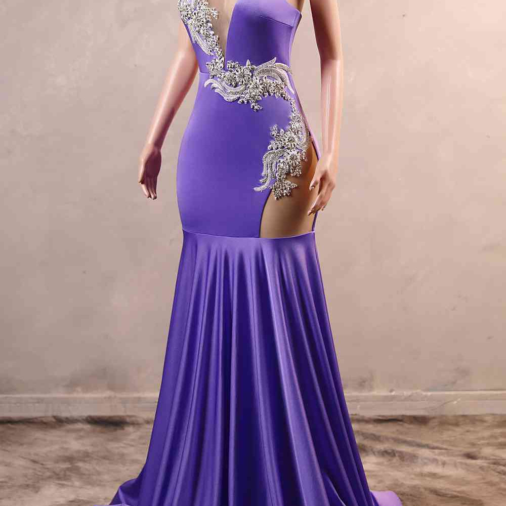 
                      
                        Halter Purple Beaded Mermaid Long Dress
                      
                    