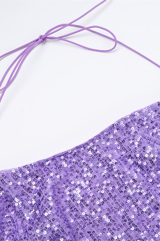 
                      
                        Halter Purple Sequin Column Long Dress with Slit
                      
                    