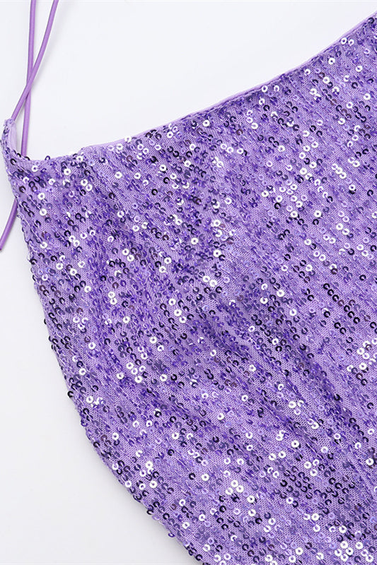 
                      
                        Halter Purple Sequin Column Long Dress with Slit
                      
                    