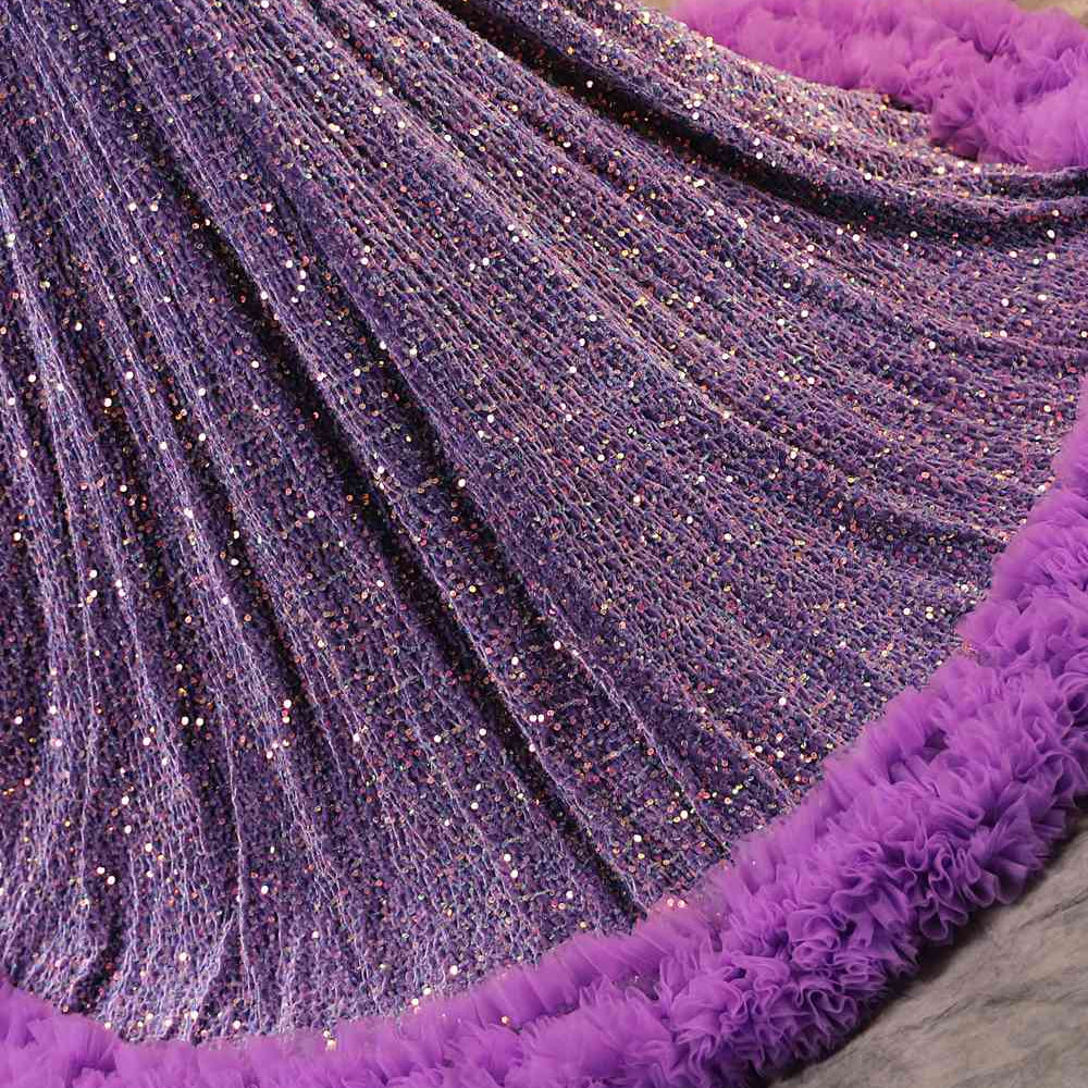 
                      
                        Halter Purple Sequin Long Dress with Fringe
                      
                    