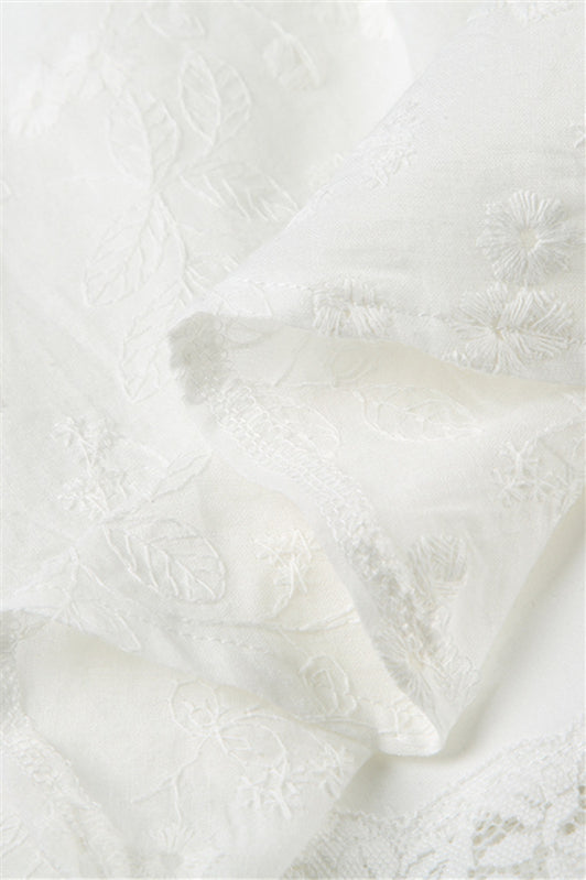 
                      
                        Halter White Floral Embroidery A-line Short Dress
                      
                    