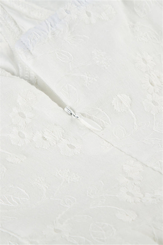 
                      
                        Halter White Floral Embroidery A-line Short Dress
                      
                    