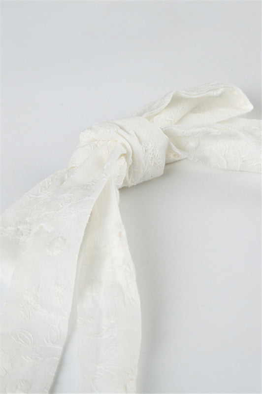 
                      
                        Halter White Floral Embroidery A-line Short Dress
                      
                    