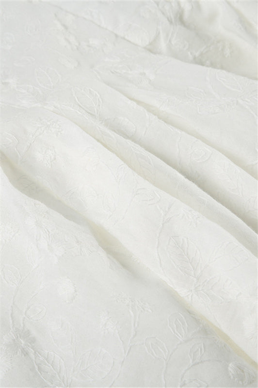 
                      
                        Halter White Floral Embroidery A-line Short Dress
                      
                    