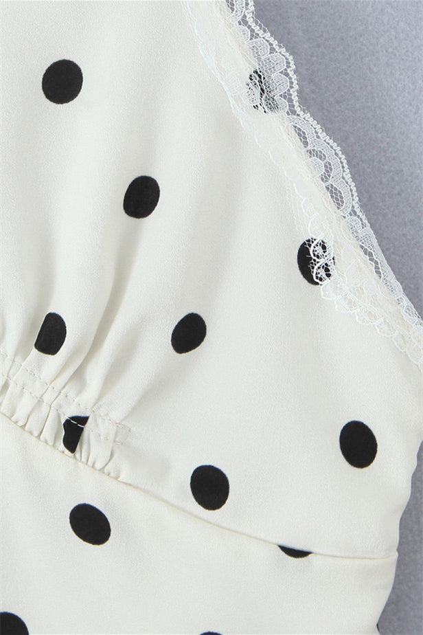 
                      
                        Halter White Polka Dots Open Back Short Dress
                      
                    
