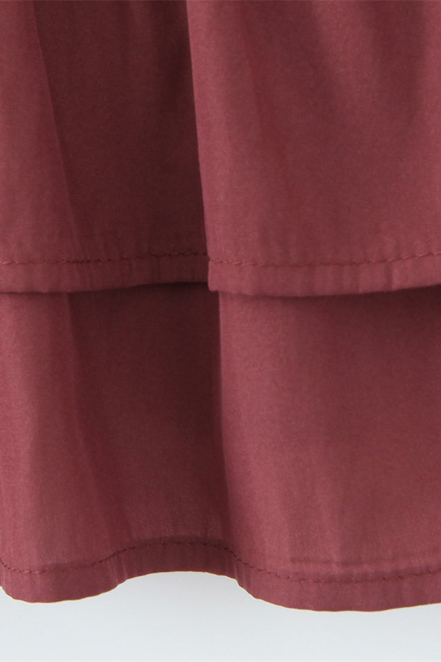 
                      
                        Halter Wine Red Ruffle Tiered A-line Short Dress
                      
                    