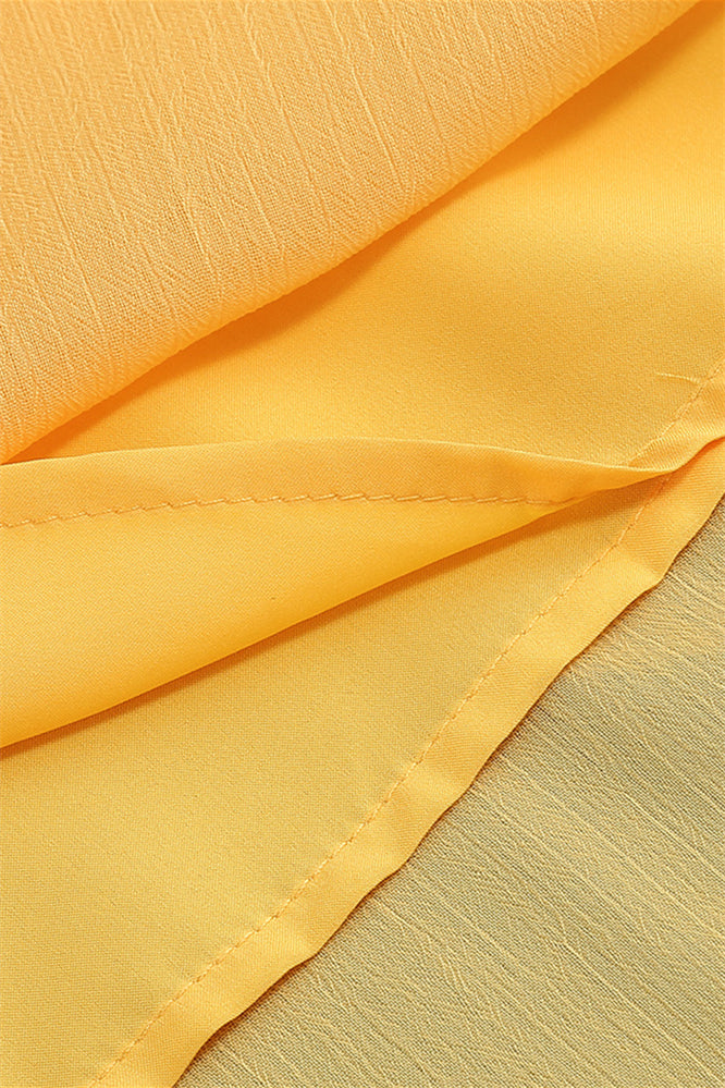 
                      
                        Halter Yellow Ruffled A-line Long Dress with Keyhole
                      
                    