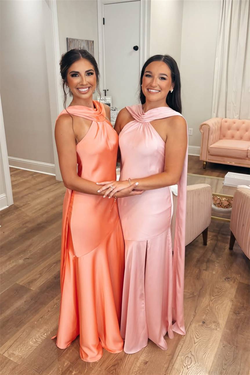 Halter Emerald Green Long Dress with Slit