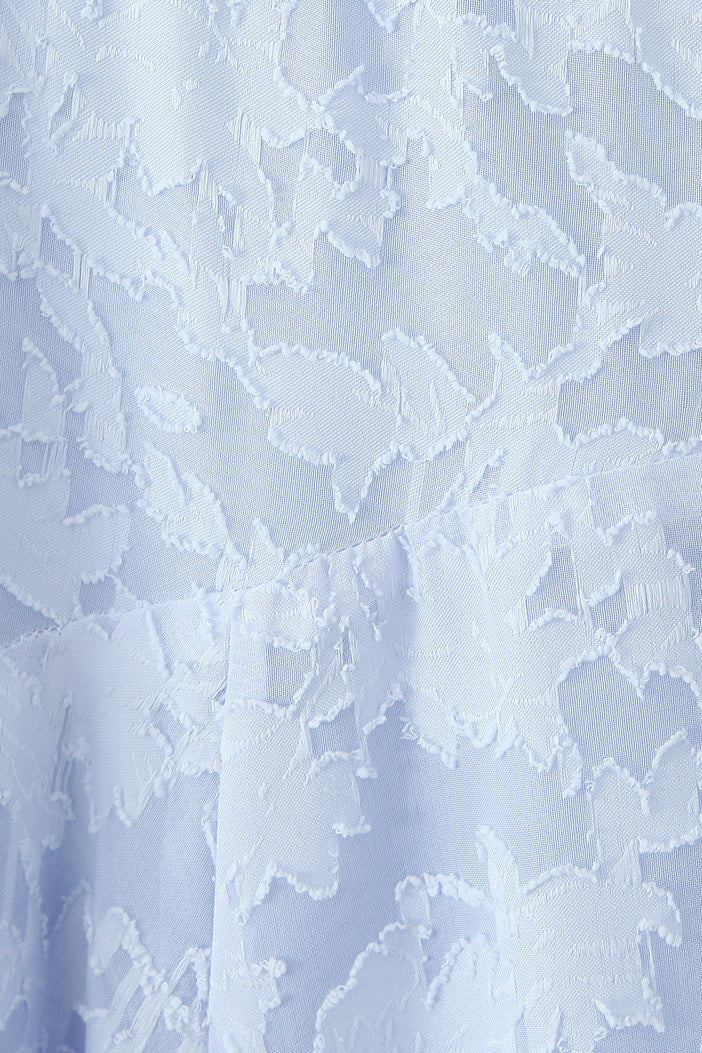 Halter Light Blue Jacquard A-line Long Dress