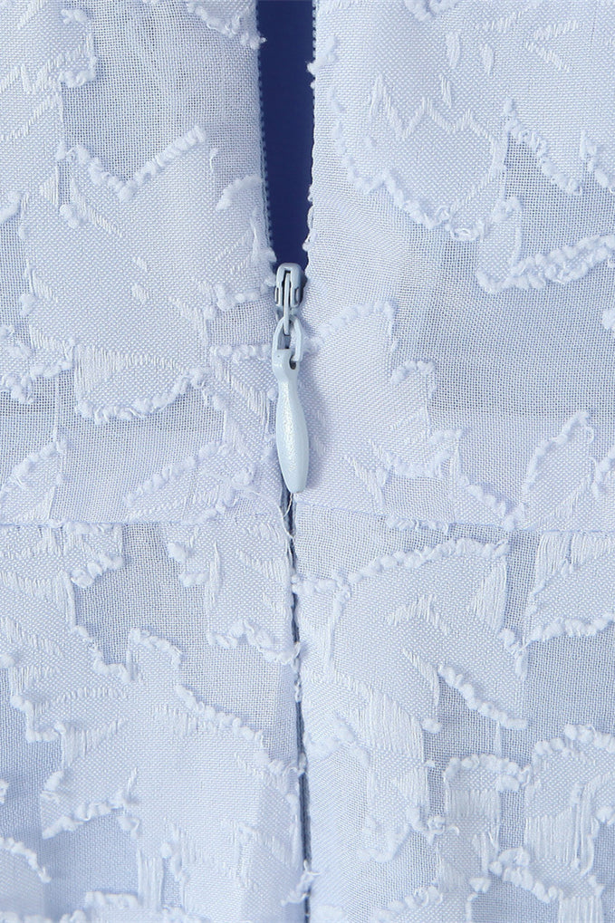 Halter Light Blue Jacquard A-line Long Dress
