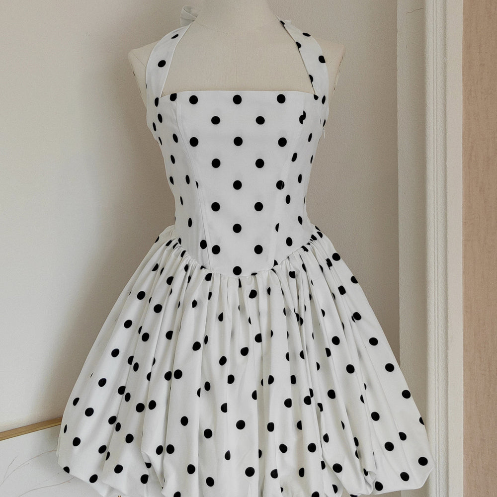 
                      
                        Halter Neck White Polka Dots A-line Tutu Dress
                      
                    