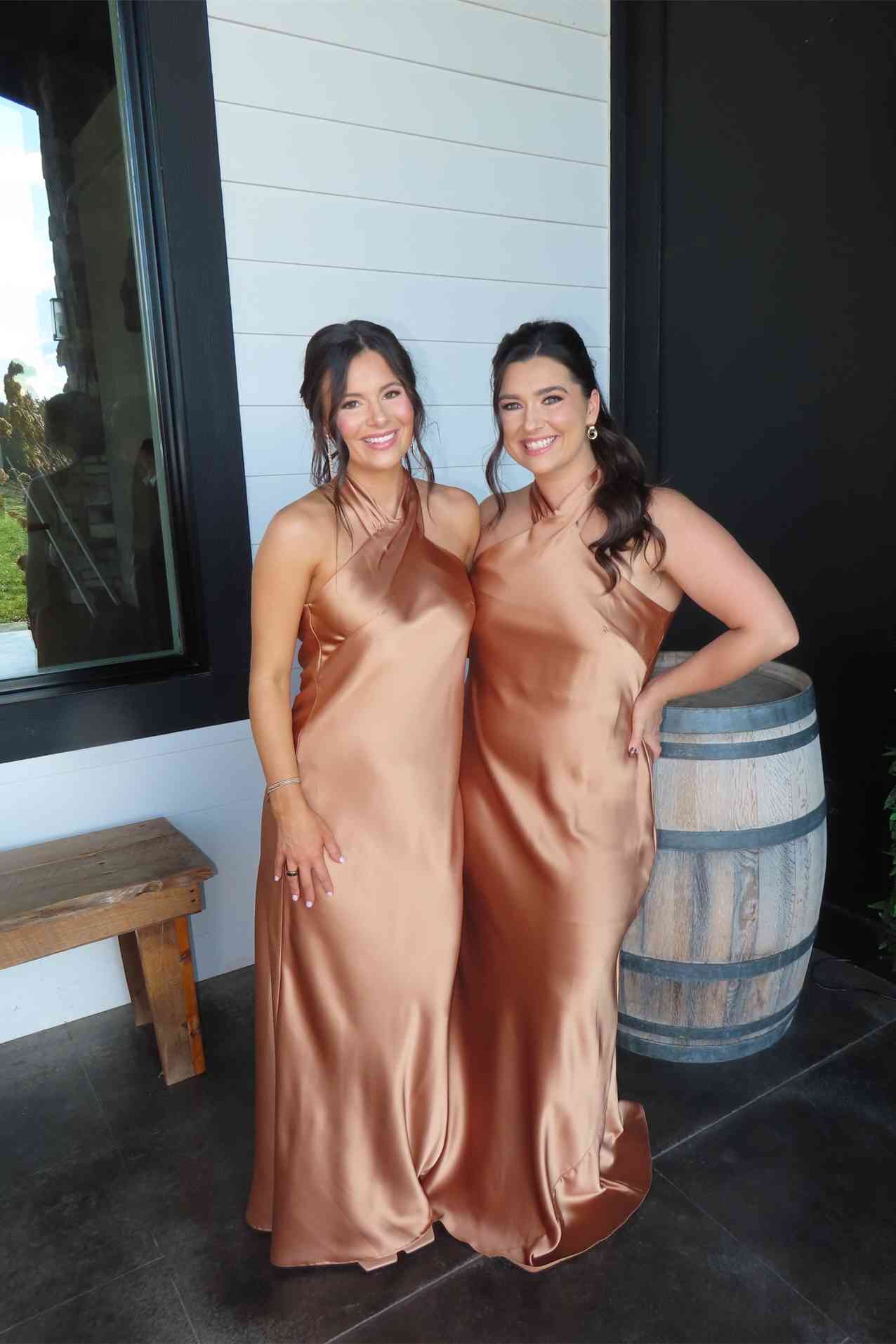Halter Pink Back Bow Sheath Bridesmaid Dress
