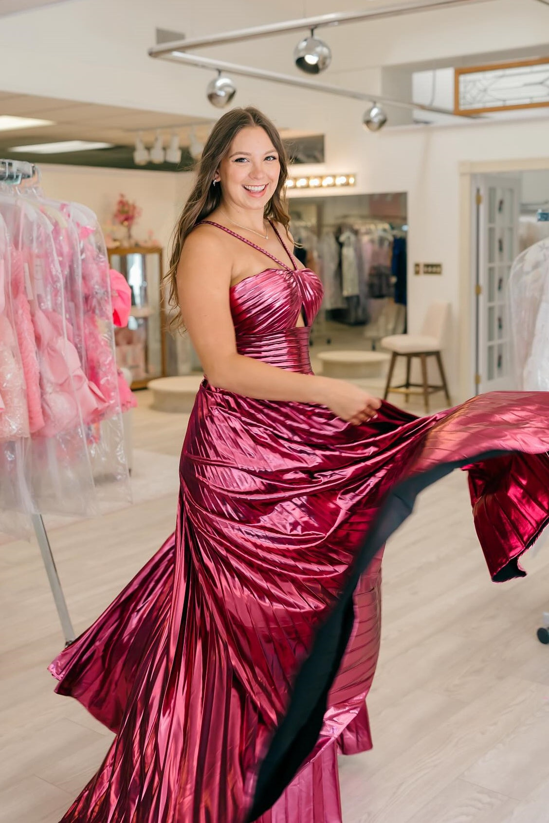 Halter Purple A-line Long Formal Dress with Slit