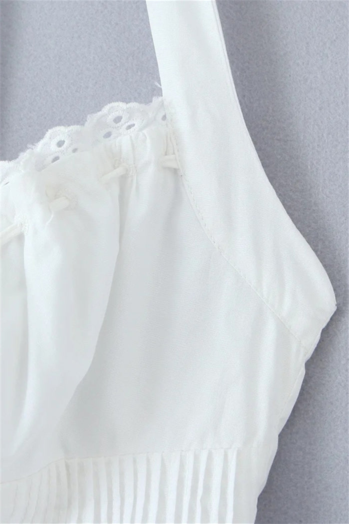 Halter White Tie Front Summer Dress