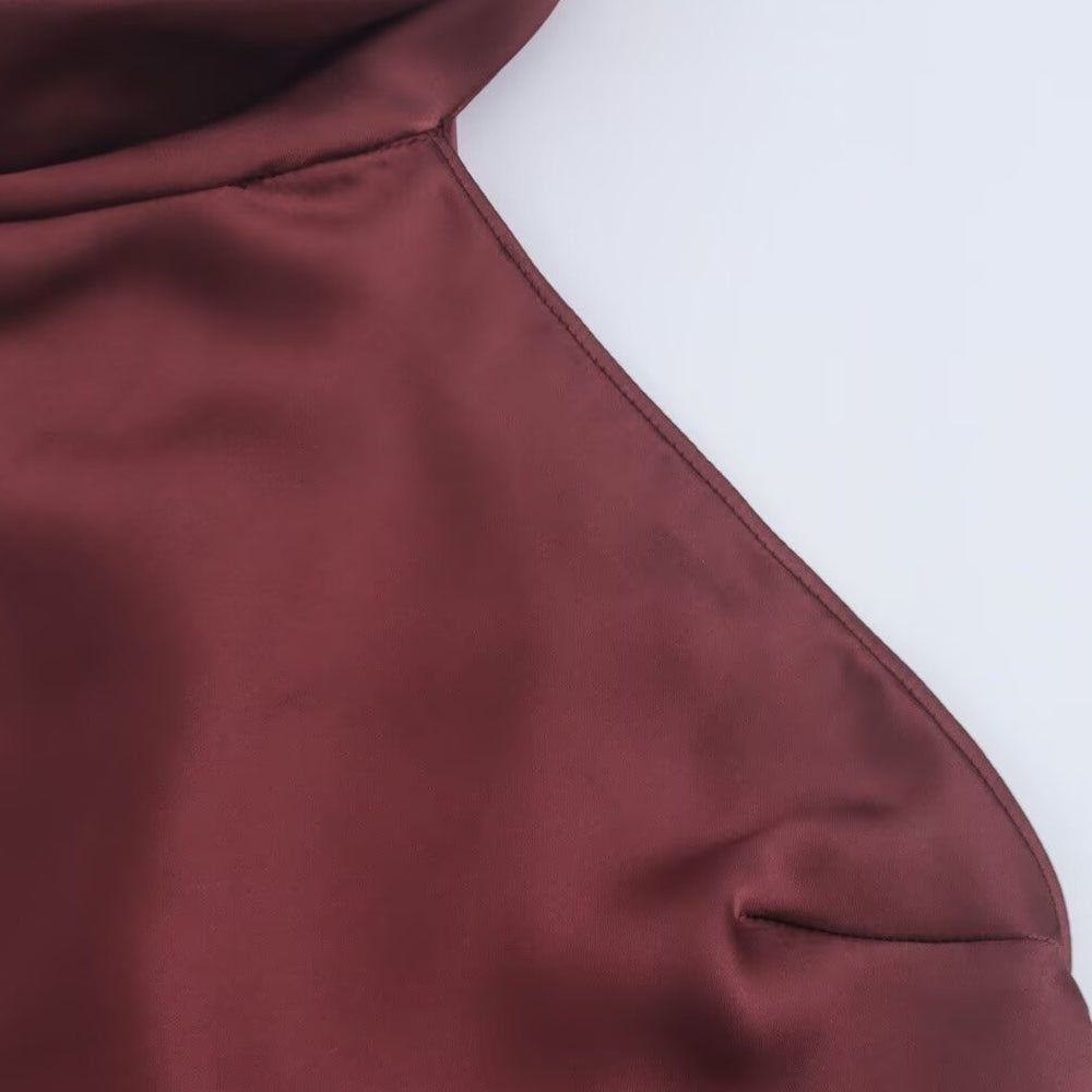 
                      
                        High Neck Burgundy Backless Long Dress
                      
                    