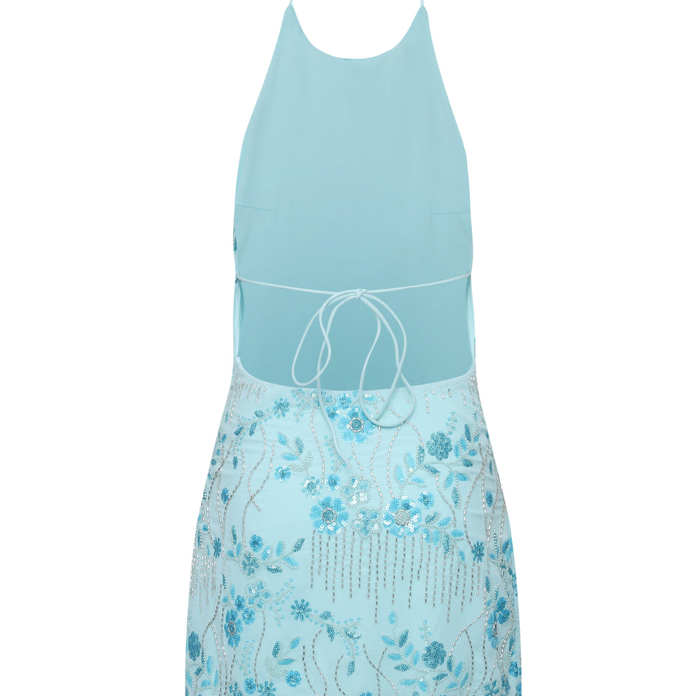 
                      
                        High Neck Orange Beaded A-line Short Dress
                      
                    