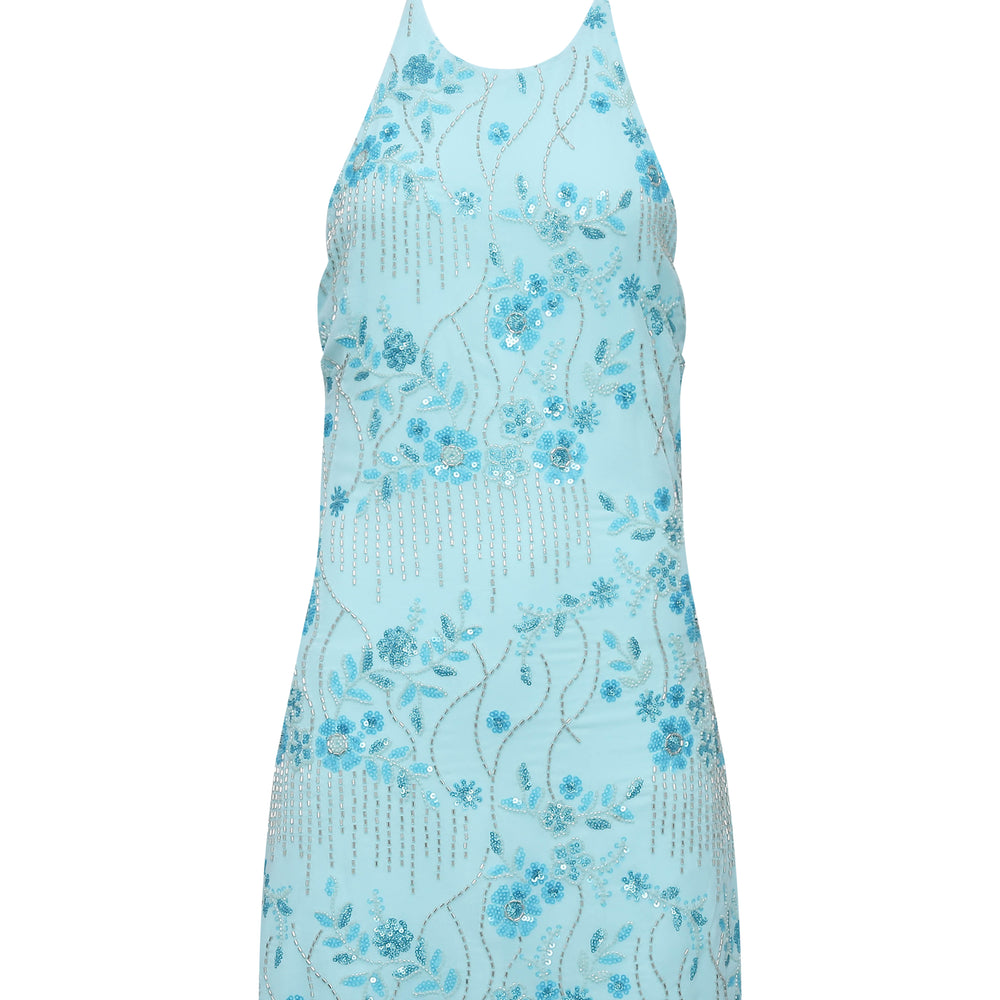 
                      
                        High Neck Orange Beaded A-line Short Dress
                      
                    