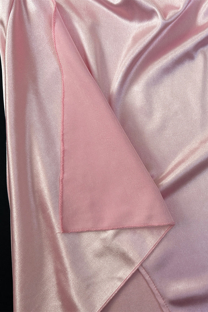 
                      
                        High Neck Pink Open Back Long Dress with Slit
                      
                    