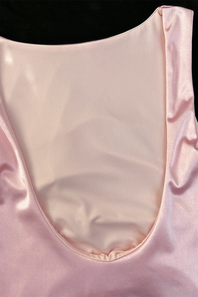 
                      
                        High Neck Pink Open Back Long Dress with Slit
                      
                    