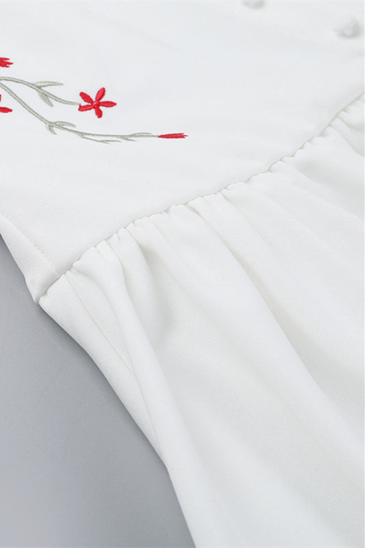 
                      
                        High Neck White Embroidery A-line Short Dress
                      
                    
