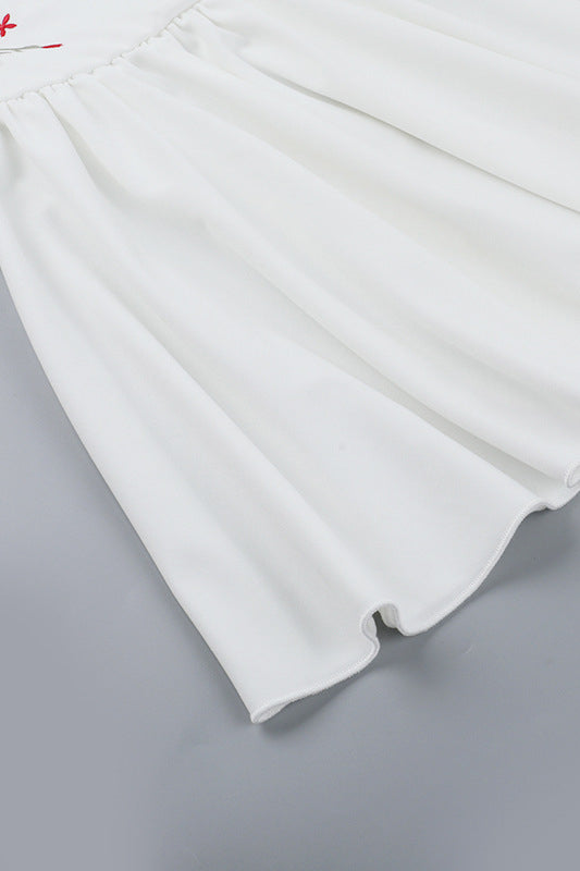 
                      
                        High Neck White Embroidery A-line Short Dress
                      
                    
