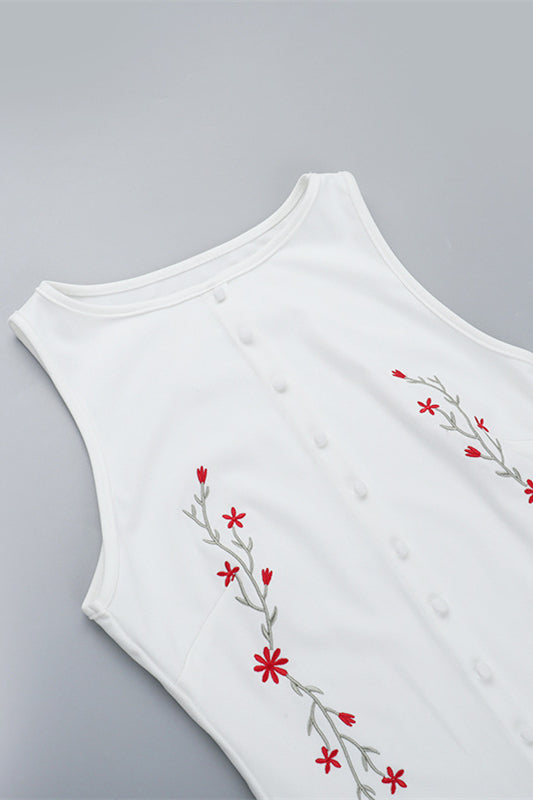 
                      
                        High Neck White Embroidery A-line Short Dress
                      
                    