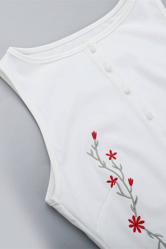 
                      
                        High Neck White Embroidery A-line Short Dress
                      
                    